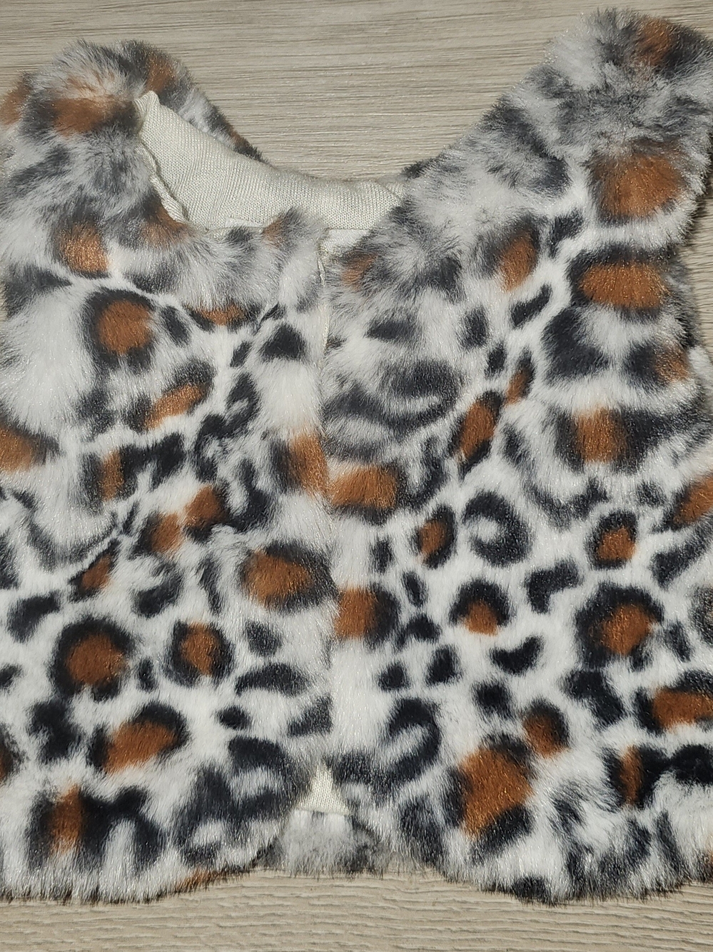 Rachel Zoe Faux Fur Leopard-Pattern Vest in Cream, Black & Brown